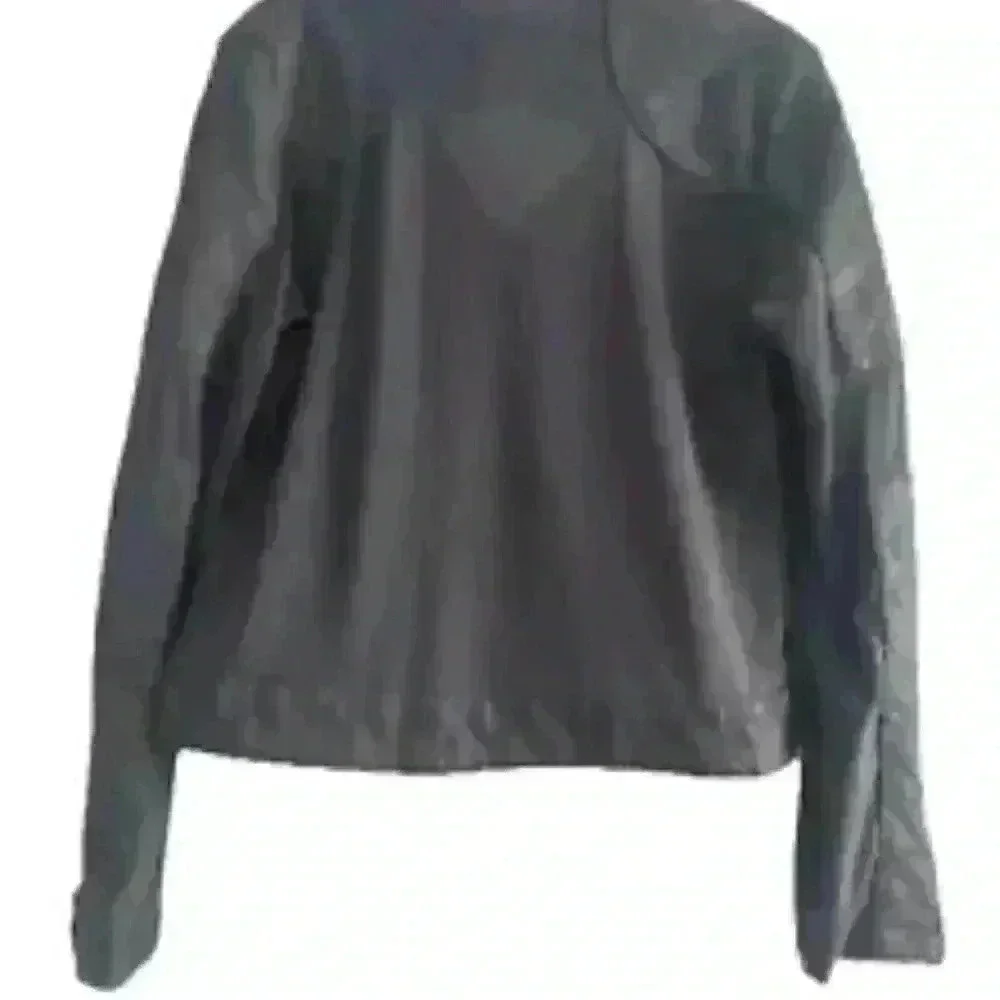 BKE Moto Jacket Faux Leather Dark Gray Lace Mesh Full Zip Pockets Size Medium